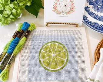 Citrus Needlepoint Kit, Beginner Needlepoint Kit, 13 Mesh Needlepoint Canvas, DIY needlepoint Kit
