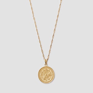 Collar de disco de oro / Relleno de oro de 14 quilates / Sin deslustre / Cadena giratoria / Collar colgante