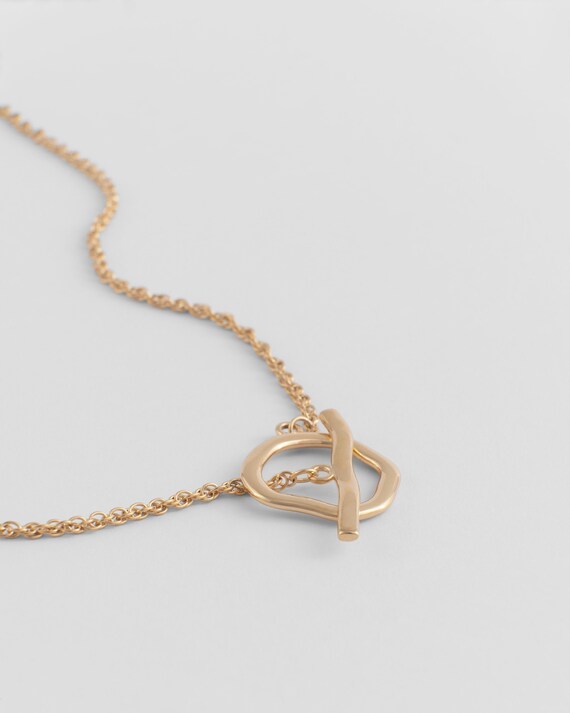 Organic Hoop Bar Necklace 18k Gold Coated Tarnish Resistant  Waterproof Jewellery