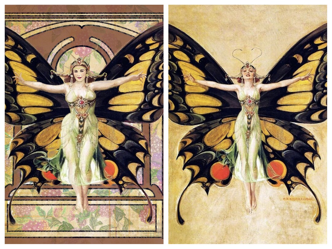 Custom butterfly Portrait in Art Nouveau Style Etsy