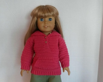 Crochet Pattern in PDF - Hoodie fits American Girl Doll