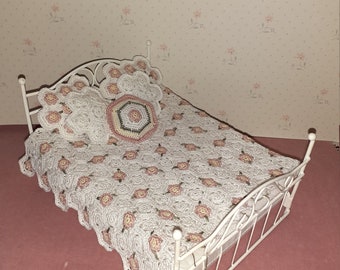 1:12 Scale Miniature Hexagon Square Bedding Set CROCHET PATTERN in PDF