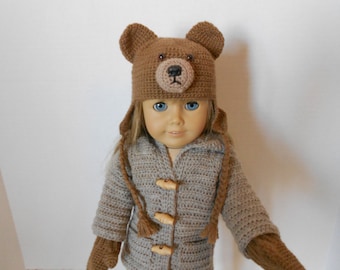 CROCHET PATTERN - PDF - Bear Earflap Hat and Mittens