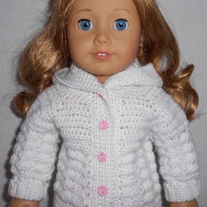CROCHET PATTERN - PDF - Shell Stitch hooded sweater to fit 18&quot; Dolls