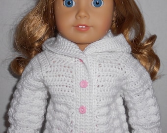 CROCHET PATTERN - PDF - Shell Stitch hooded sweater to fit 18" Dolls