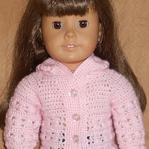 CROCHET PATTERN - PDF - Cross Stitch Hooded Sweater fits 18&quot; Dolls