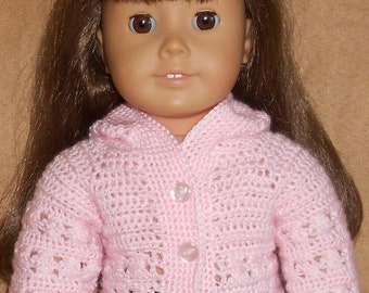 CROCHET PATTERN - PDF - Cross Stitch Hooded Sweater fits 18" Dolls