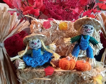 Scarecrows and pumpkins crochet pattern