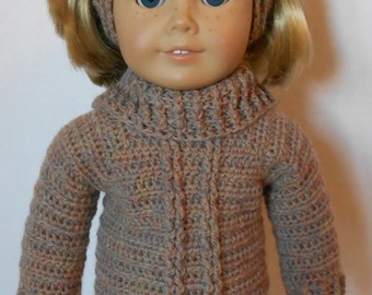 CROCHET PATTERN - PDF - Turtleneck Sweater and Headband fits American Girl Doll