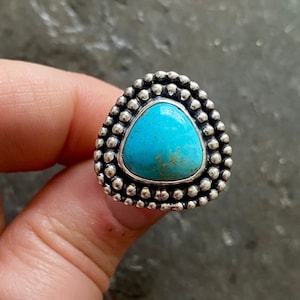 SIZE 6 Carico Lake Turquoise Sterling Silver Blue Triangle Everyday Petite Ladies Statement Cocktail Ring
