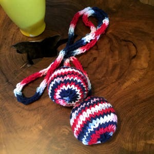 Catnip Ball String Toy Red-White-Blue