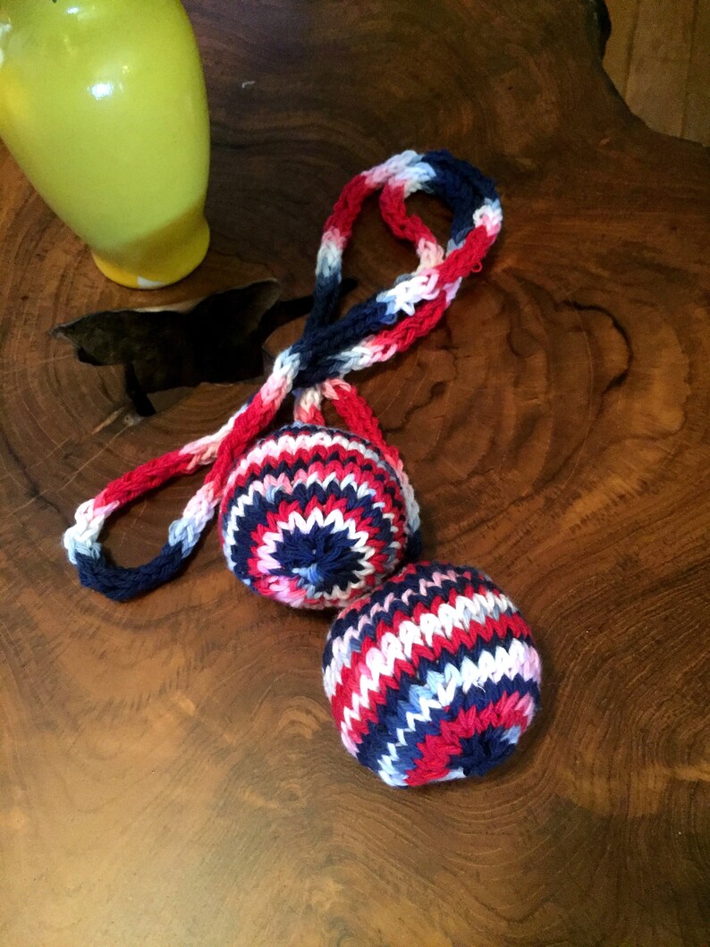 Catnip Ball String Toy Red-White-Blue