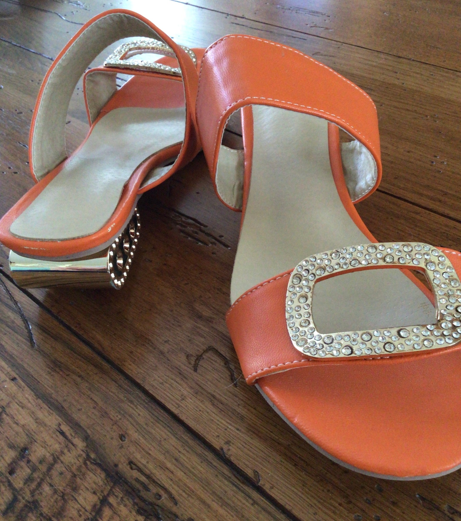 Womens Embellished Tangerine Sandals Etsy