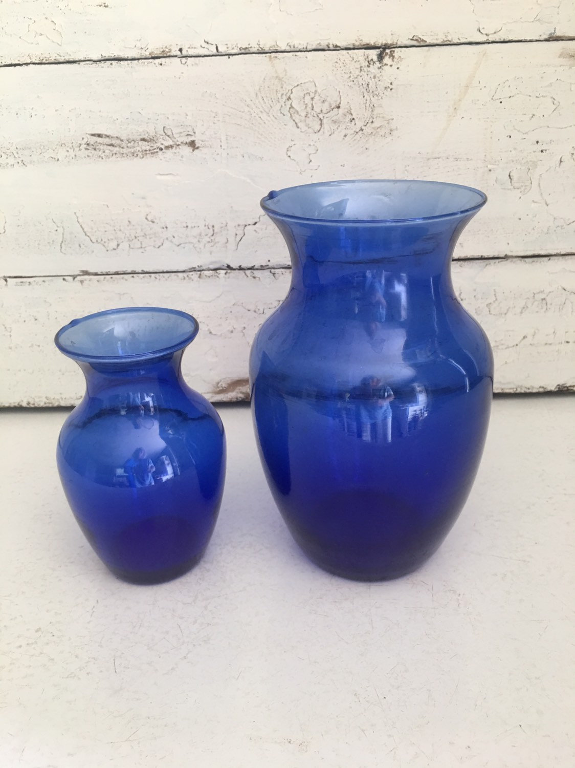 Vintage Cobalt Blue Glass Vases Pair Cottage Chic Home Decor il 794xN p4f3