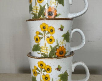 Vintage Mikasa Natural Beauty Fresh from the Garden Coffee Tea Cups Set of Three Floral