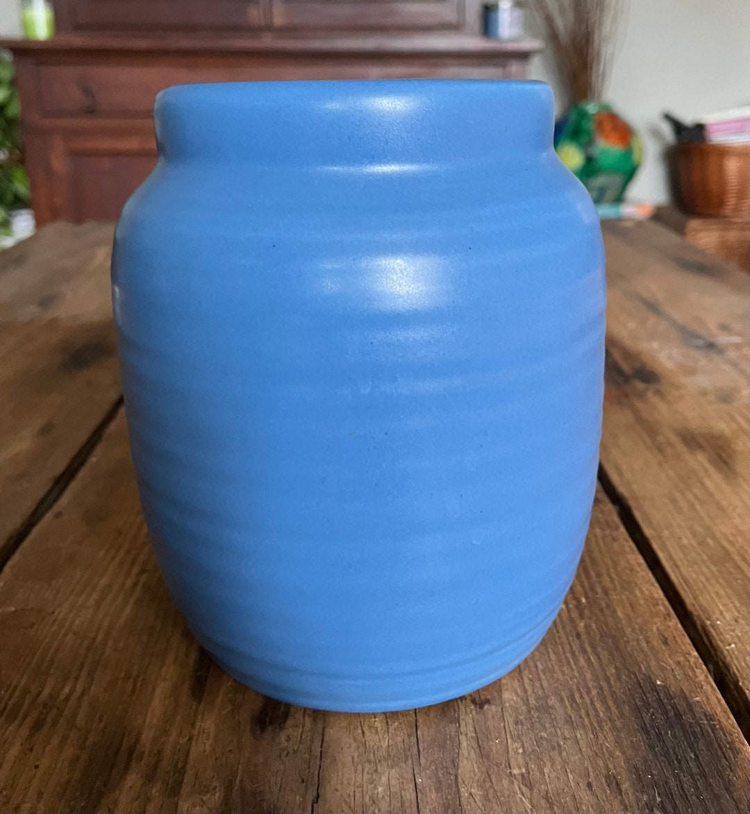 Vintage Blue Pottery Vase Harris Pottery Chicago USA Home Etsy