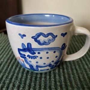 Vintage M.A Hadley Pottery Coffee Cup Pig The End
