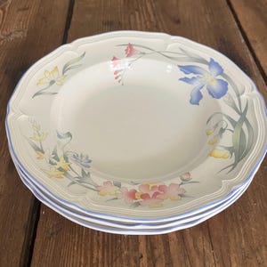 Vintage set of Villeroy and Boch Riveria Rimmed Soup Bowls. Set of Three. Germany Dining and Serving