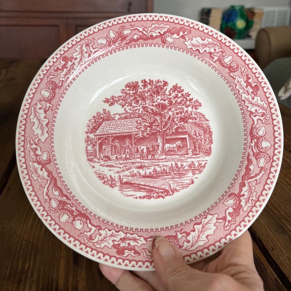 Vintage Royal China Memory Lane Royal Ironstone Underglaze Pink White Bowl