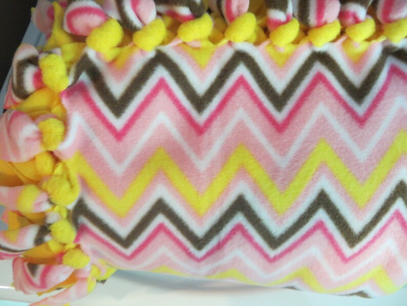 CHEVRON FLEECE BLANKET..No Sew..Hand Tied..Double Layer..Reversible..Fringe BlanketThrow..Gift