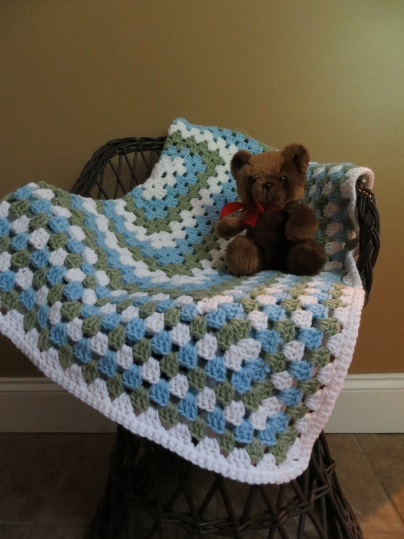 Crochet Granny Square Baby Blanket..Baby Shower Gift..READY TO SHIP