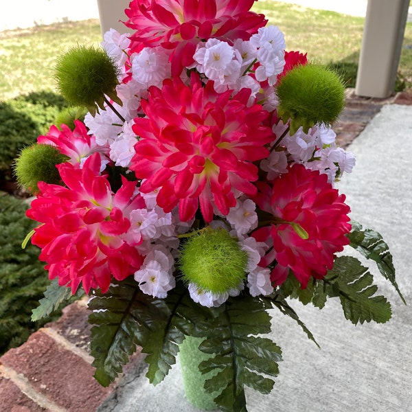 Cemetery Flowers~Styrofoam Insert for Existing Vase~360 View Arrangement~Flowers for Vase~Grave Decoration~In Loving Memory