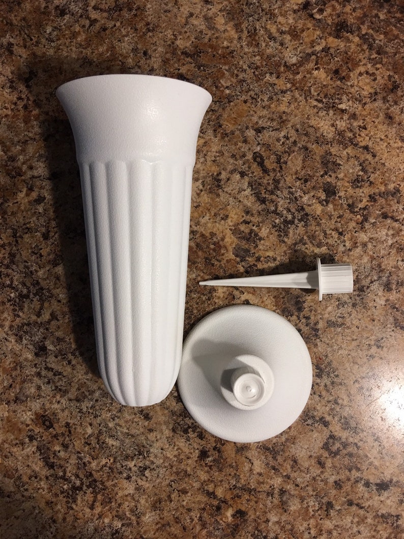 White Cemetery Vase with SpikeMemorial FlowersCemetery Etsy