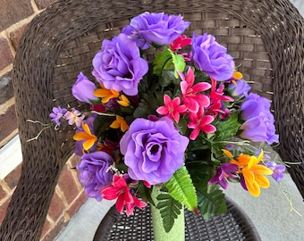 Cemetery Flowers~Styrofoam Insert for Existing Vase~360 View Arrangement~Grave Decoration~In Loving Memory