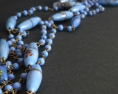 Antique Venetian Art Glass Beads/Hand Made Glass Beads/Murano Long Necklace/Sautoir Necklace