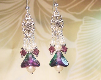 Earring Kit - Purple Green White Silver