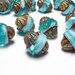 6 Aqua Picasso Czech Glass 11x10 Oval Beads