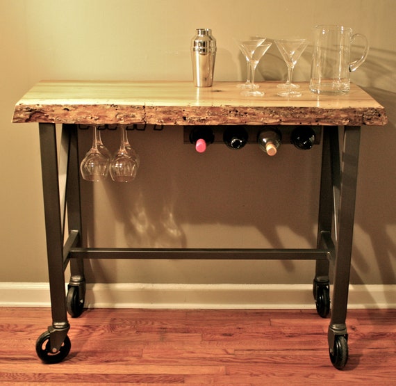 Items similar to Poplar Wine Bar on Casters on Etsy