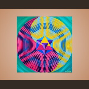 Mandala art, Sacred Geometry hand painted mandala on canvas 40cm x 40cm, OOAK art oil painting