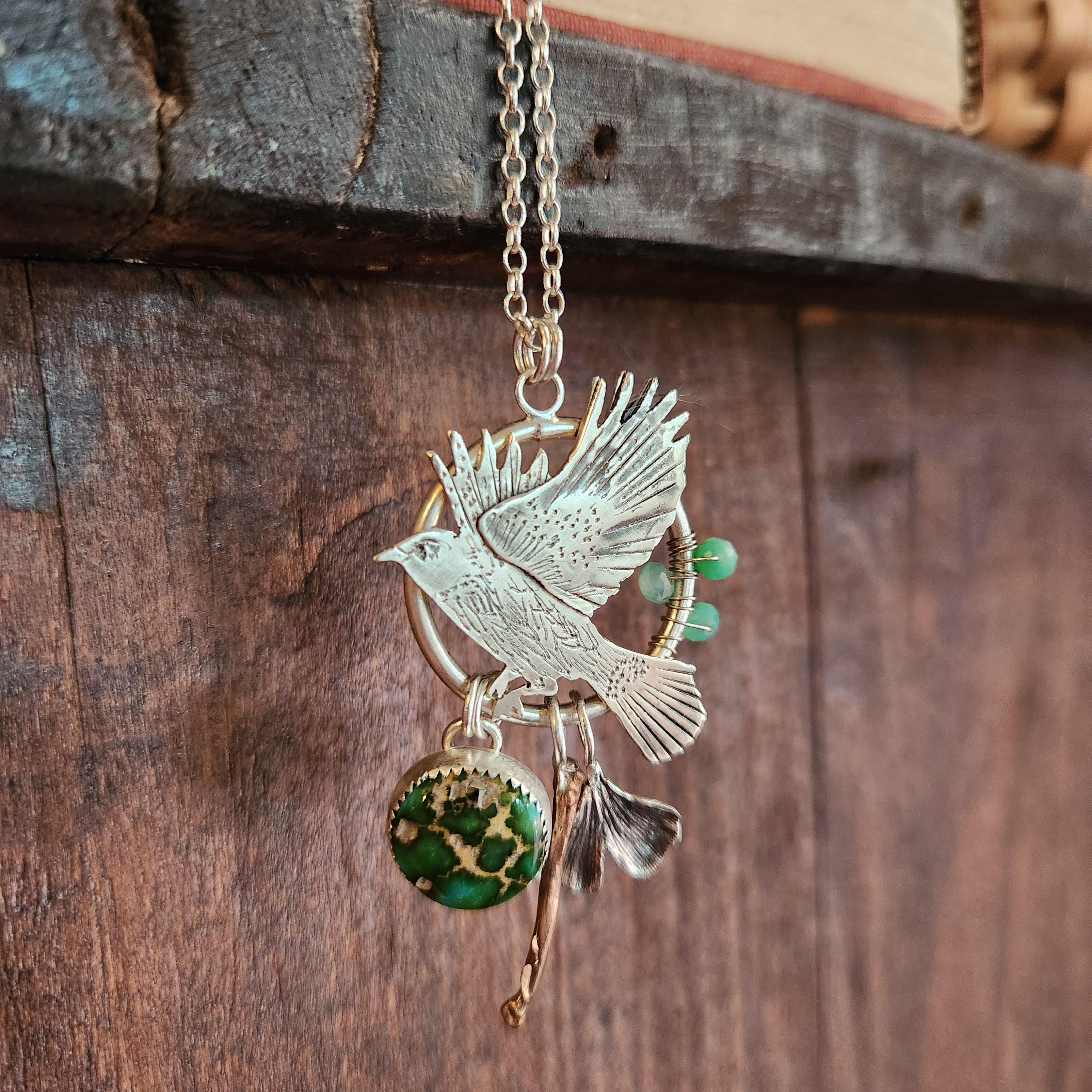 Blackbird Necklace, Transformation Neclace, Sterling Silver