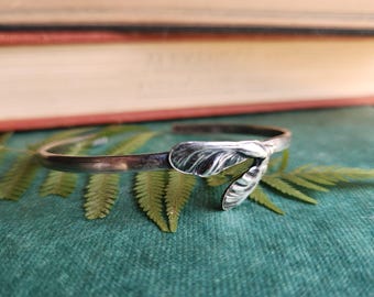 Sterling Silver Cast Maple Seed Bracelet, Adjustable Cuff, Nature Jewelry