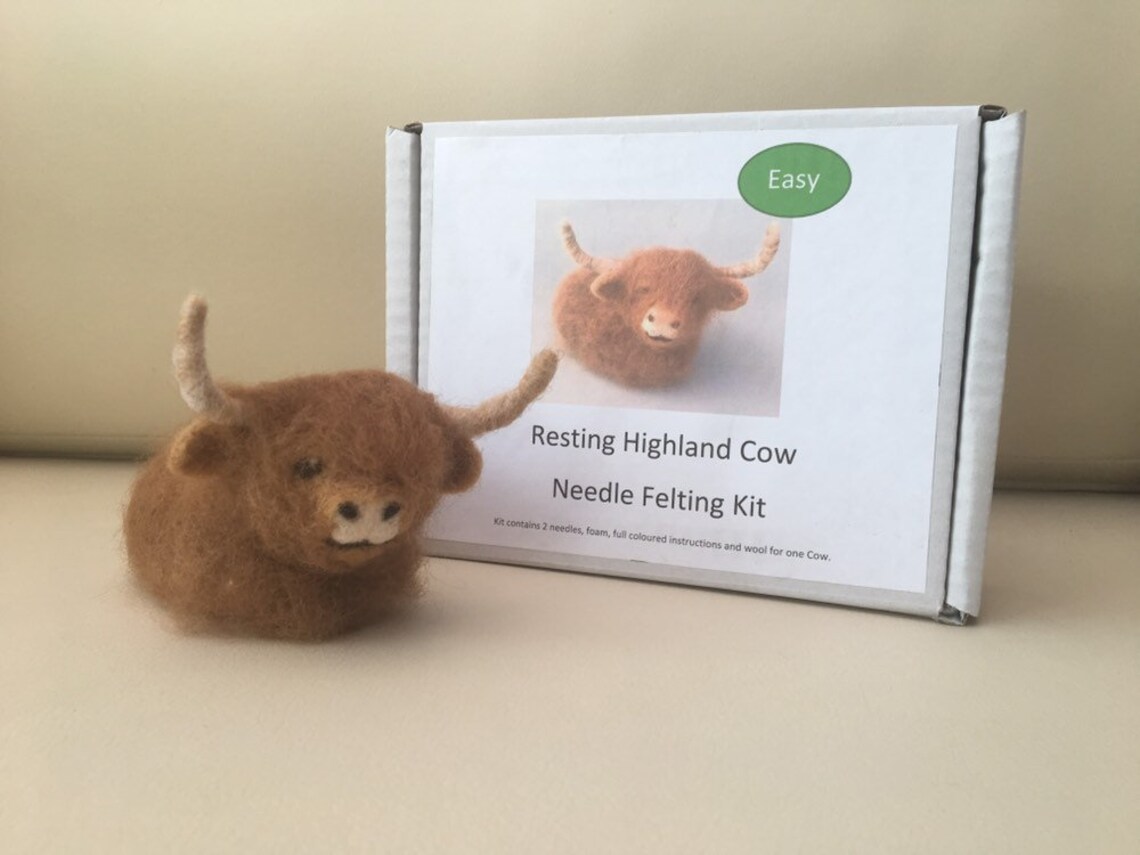 Resting Highland Cow Needle Felting Kit Etsy UK
