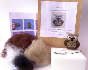 Owl brooch needle Felting kit
