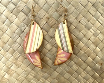 One of a Kind, Super Light Weight, Handmade Earrings, Vintage Paper, Dangle Earrings, Gift for Her