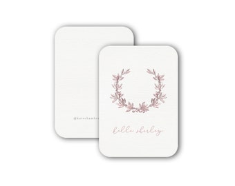 Pink laurel wreath women's family calling card enclosure gift tag