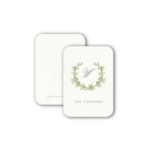 Green laurel wreath women's family calling card enclosure gift tag