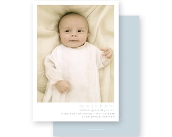 Baby Birth Announcement - boys modern simple card - by Kate Chambers Designs