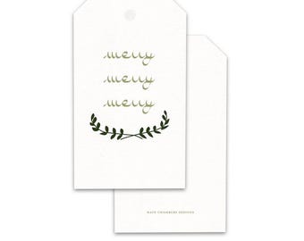 Blank Simple "Merry, Merry, Merry" Holiday gift tag enclosure