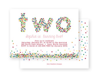 Birthday Invitation - Sprinkle Dots TWO - by Kate Chambers Designs