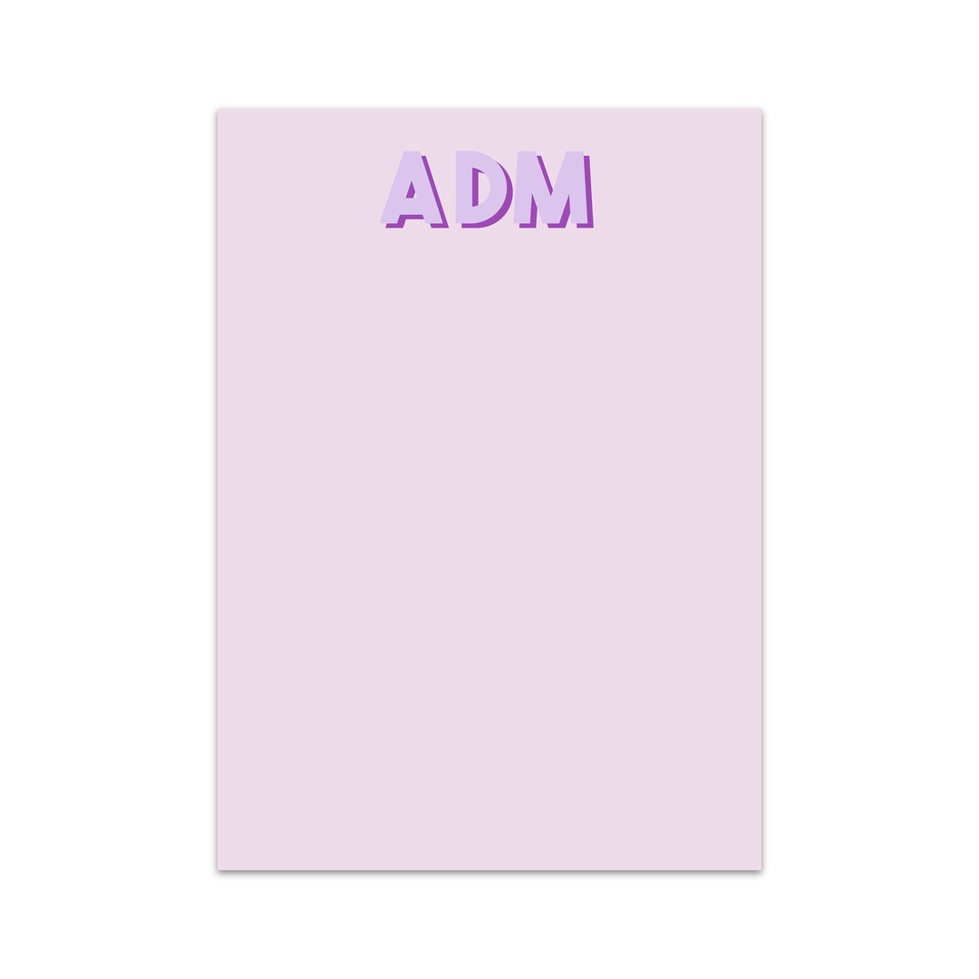 Custom Notepad - Girl's Bold Shadow Font Purple Lilac - by Kate ...