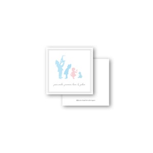 Vintage Silhouette Mädchen und Jungen gemeinsame Geschwister Visitenkarte Einschließung Geschenkanhänger