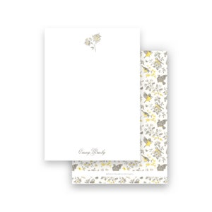 Floral Bird Toile lined envelope Women&#39;s stationery cards yellow