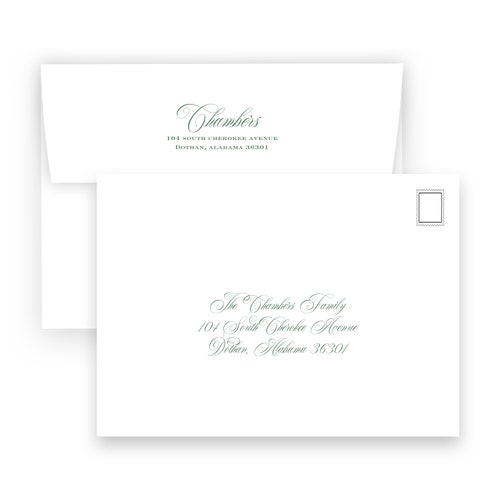 Christmas Holiday photo card - green double wavy border - by Kate Chambers shops Designs
