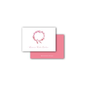 Floral wreath pink girl calling card enclosure gift tag