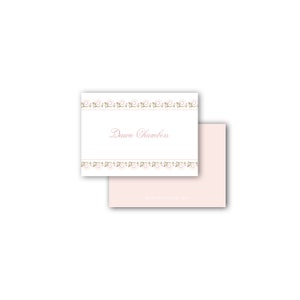 Floral block print pink green script card enclosure card gift tag