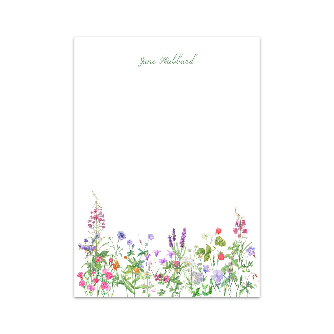 Custom Notepad - Women's Watercolor Floral Purple Green Pink - by Kate ...